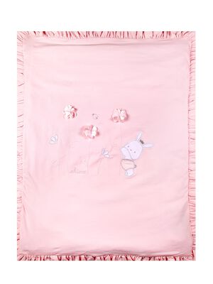 Pink Pram Blanket With Ruffled Hem
